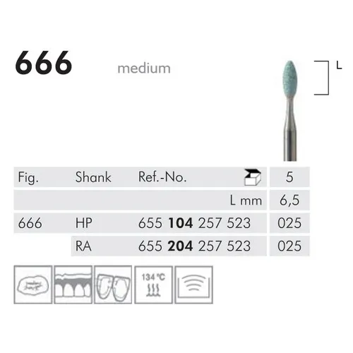 MEISINGER HP CORUNDUM STEENTJES VLAM 666/025 (5st)