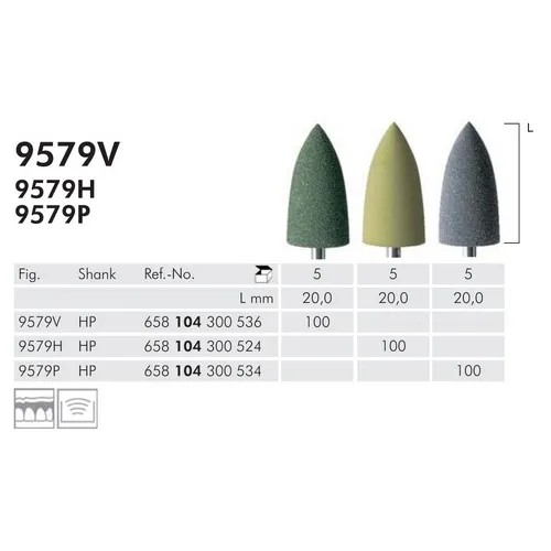 MEISINGER HP POLIJSTKEGELS 9579V GROEN (5st)