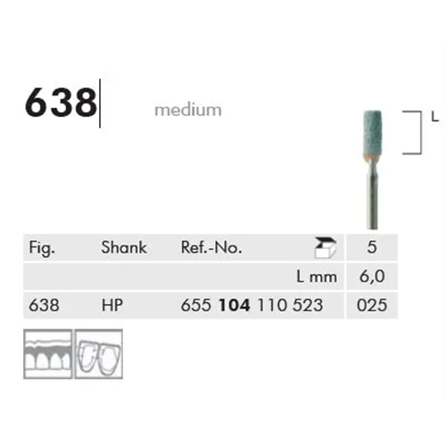 MEISINGER HP CARBORUNDUM STEENTJES CILINDRISCH 638/25 (5st)