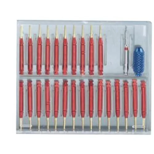 EDENTA RETOPIN GOLD ASSORTIMENT .021 NR.2007 (25 pins/1 boor/1 handle)