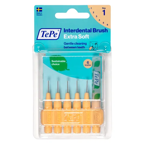 TEPE INTERDENTAALBORSTELS EXTRA-ZACHT NR.1 LICHTORANJE 0,45mm (6st)