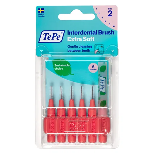 TEPE INTERDENTAALBORSTELS EXTRA-ZACHT NR.2 LICHTROOD 0,5mm (6st)