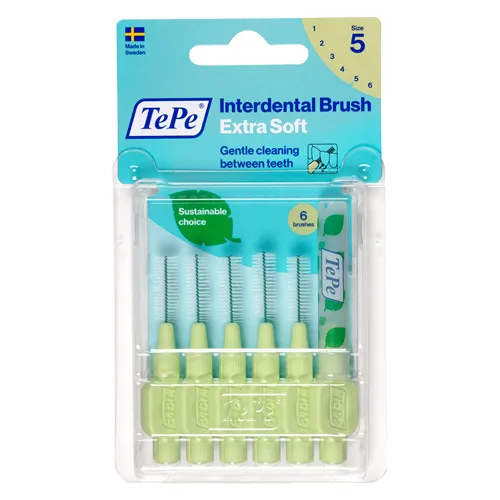 TEPE INTERDENTAALBORSTELS EXTRA-ZACHT NR.5 LICHTGROEN 0,8mm (6st)
