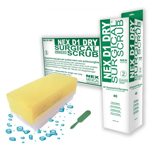 NEX MEDICAL SURGICAL SCRUB BRUSH D1 DRY STERIEL (40st) (*Tijdelijk niet leverbaar)