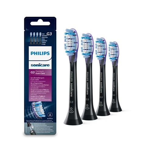 PHILIPS SONICARE PREMIUM GUMCARE DEFENCE G3 HX9054/33 OPZETBORSTEL ZWART (4st)