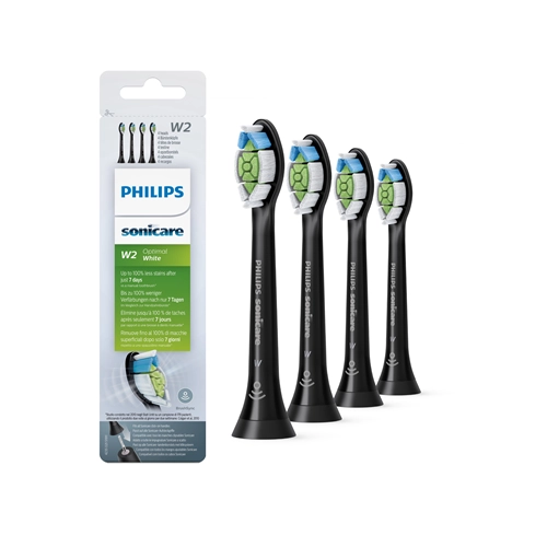 PHILIPS SONICARE OPTIMALWHITE W2 HX6064/11 OPZETBORSTEL ZWART (4st)