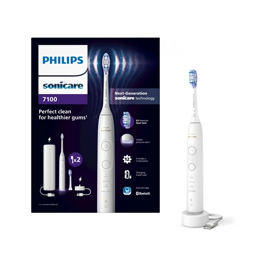 PHILIPS SONICARE 7100 SERIE HX7420/01 ELEKTRISCHE TANDENBORSTEL 4 STANDEN 3 INTENSITEITEN WIT