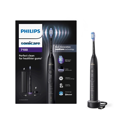 PHILIPS SONICARE 7100 SERIE HX7421/01 ELEKTRISCHE TANDENBORSTEL 4 STANDEN 3 INTENSITEITEN ZWART