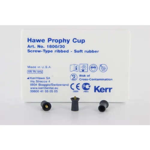 KERR POLIJSTCUPS SOFT SCREWTYPE RIBBED GRIJS LATEX-VRIJ NR.1800 (30st)