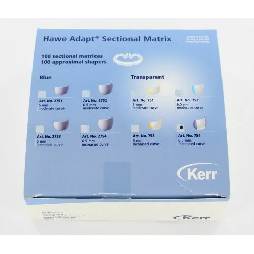 KERR ADAPT SECTIONAL MATRIXEN TRANSPARANT 6,5mm INCREASED CURVE (100st) & APPROXIMAL SHAPERS (100st) NR.754