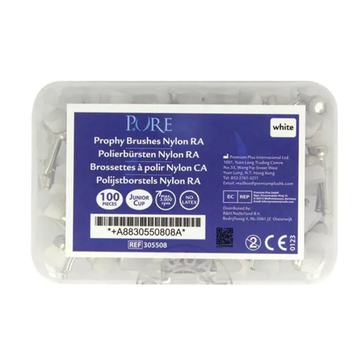 PURE POLIJSTBORSTELS RA JUNIOR CUP WIT NYLON (100st)