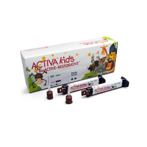 PULPDENT ACTIVA KIDS BIOACTIVE RESTORATIVE VALUE REFILL OPAQUE WHITE (2x5ml/dispenser/40 mixing tips)