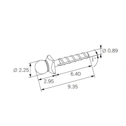 CENDRES METAUX DALBO-ROTEX STIFT MET KORTE KOP 9,35mm NR.15.41.1GT (5st)