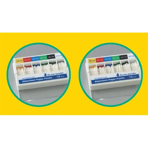 SUREDENT ABSORBENT PAPER POINTS TAPER SIZED 25.06 (Slide box, 100st)