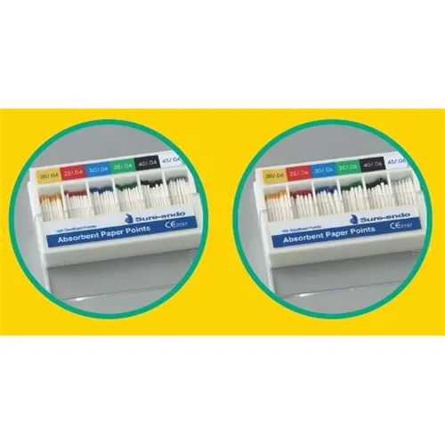 SUREDENT ABSORBENT PAPER POINTS TAPER SIZED 30.06 (Slide box, 100st)