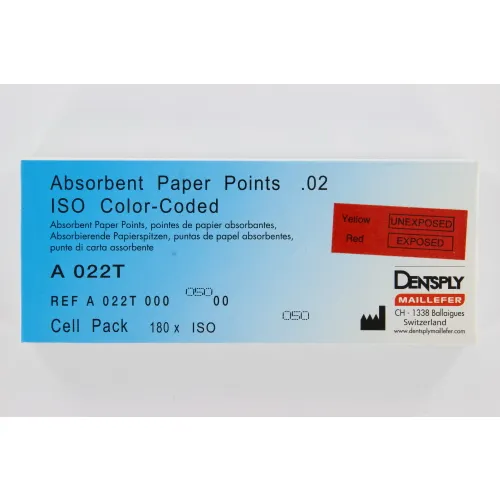 MAILLEFER PAPERPOINTS CELLPACK .02 NR.50 GEEL (180st)
