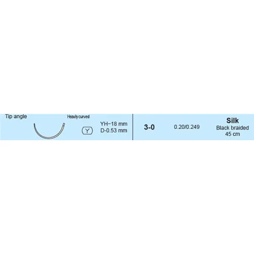 MANI SUTURES NR.5 3-0 YH18 HECHTDRAAD GEBOGEN NAALD 45cm (12st)