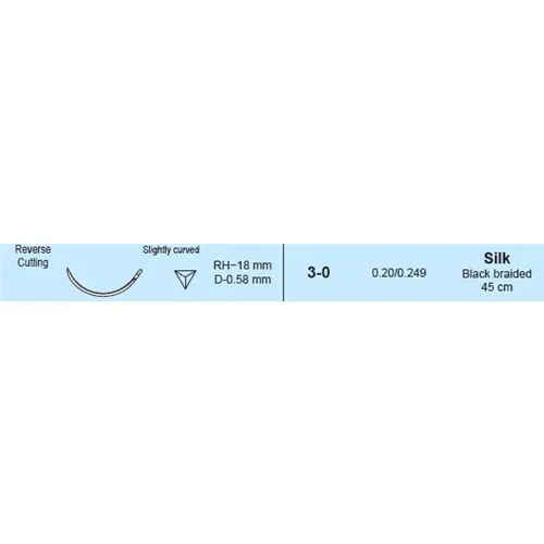 MANI SUTURES NR.24 3-0 RH18 HECHTDRAAD SNIJDENDE NAALD 45cm (12st)