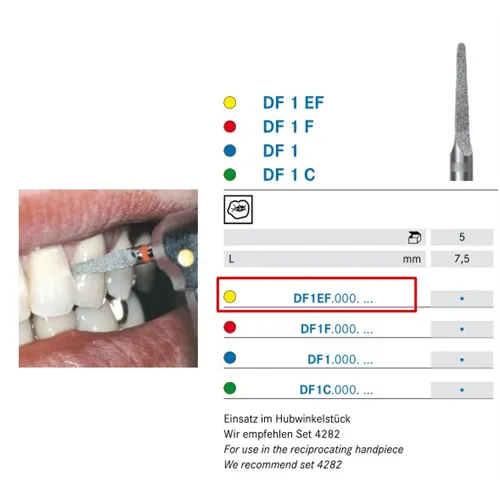 KOMET DIAMANT RECIPROCERENDE VIJL GEEL DF1EF (5st)