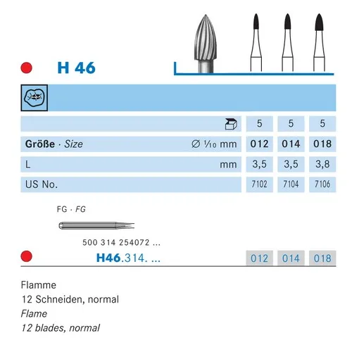 KOMET FG CARBIDE H46/012 (5st)