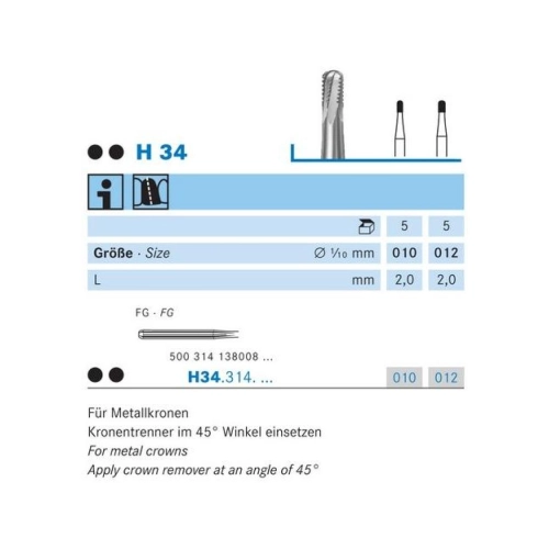 KOMET FG CARBIDE H34/010 (5st)