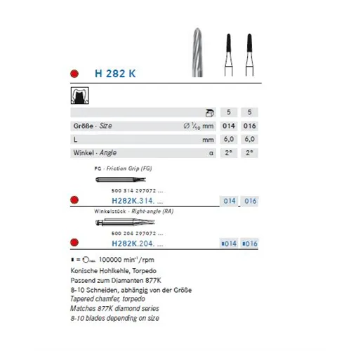 KOMET FG CARBIDE BOOR H282K/014 (5st)