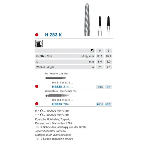 KOMET FG CARBIDE BOOR H283K016 (5st)