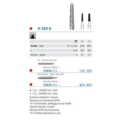 KOMET FG CARBIDE BOOR H283K021 (5st)