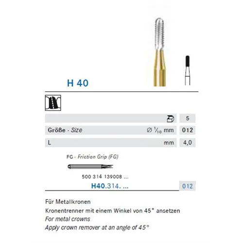 KOMET FG CARBIDE H40/012 (5st)