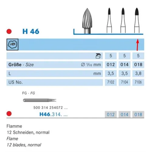 KOMET FG CARBIDE H46/018 (5st)
