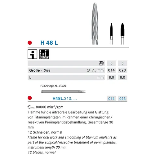 KOMET FG-XS CARBIDE FINEER H48L/014 (5st)