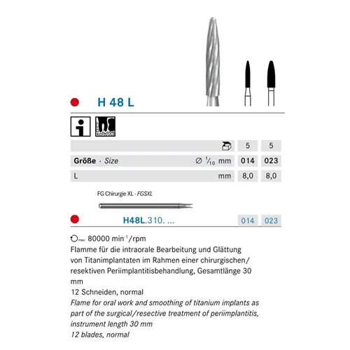 KOMET FG-XS CARBIDE FINEER H48L/023 (5st)