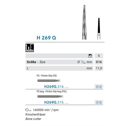 KOMET FGL CARBIDE KNOCHEN FRAIS H269Q/016 (5st)
