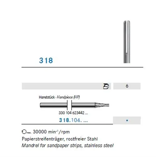 KOMET HP MANDRELLEN 318 VOOR SCHUURSTRIPS (6st)