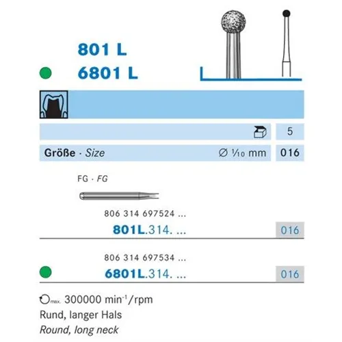 KOMET FG DIAMANT 801L016 (5st)