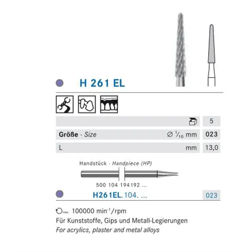 KOMET HP CARBIDE FRAIS 261EL023 (5st)