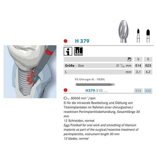 KOMET FGSXL PERIIMPLANTITIS CARBIDE BOOR H379/023 (5st)