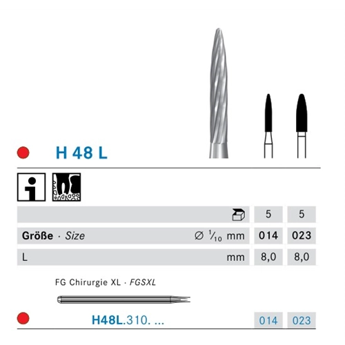 KOMET FGSXL PERIIMPLANTITIS CARBIDE BOOR H48L/014 (5st)