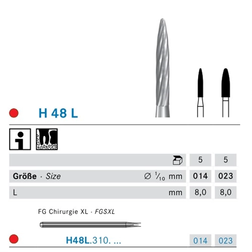 KOMET FGSXL PERIIMPLANTITIS CARBIDE BOOR H48L/023 (5st)
