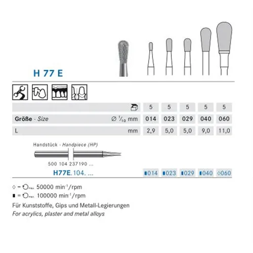 KOMET HP CARBIDE FRAIS H77E060 (5st)