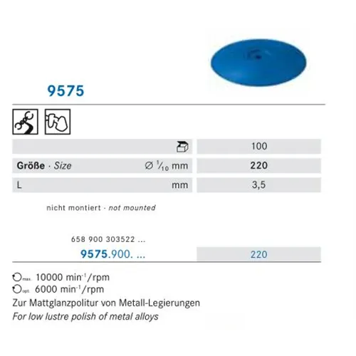 KOMET POLIJSTSCHIJFJES ONGEMONTEERD 9575/220 (10st)