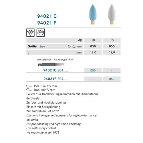 KOMET RA ZIRCONIUM HOOG GLANS POLIJSTPOINTS GRIJS 94021F/050 (10st)