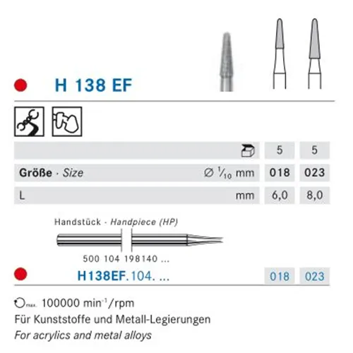 KOMET HP CARBIDE FRAIS H138EF023 (5st)