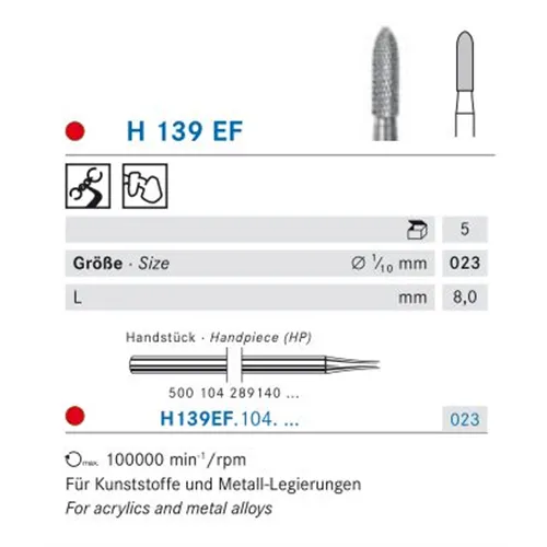 KOMET HP CARBIDE FRAIS H139EF023 (5st)