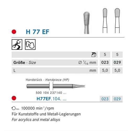 KOMET HP CARBIDE FRAIS H77EF023 (5st)