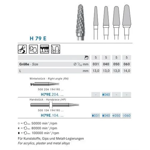 KOMET HP CARBIDE FRAIS H79E50 (5st)