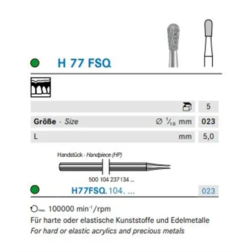 KOMET HP CARBIDE FRAIS H77FSQ023 (5st)