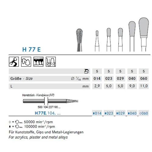 KOMET HP CARBIDE FRAIS H77E023 (5st)