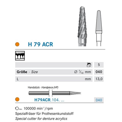 KOMET HP CARBIDE VOOR PROTHESE H79ACR/040 (5st)