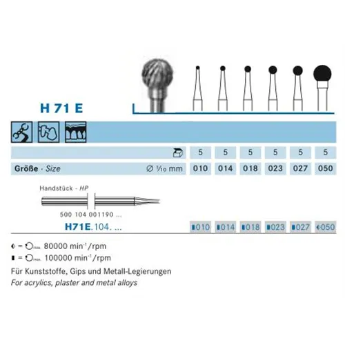 KOMET HP CARBIDE FRAIS H71E050 (5st)